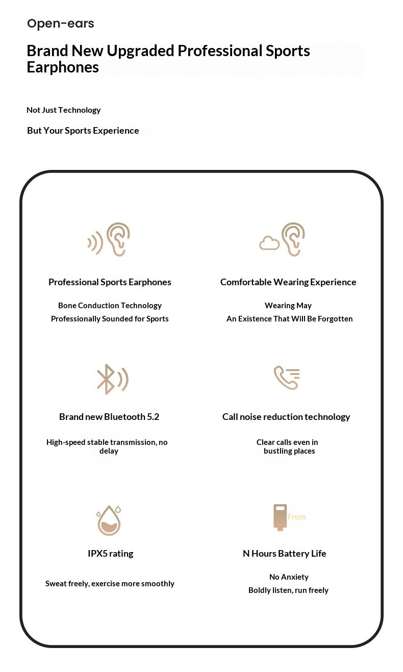 Casque Sport Rondo Bluetooth Conduction Osseuse Noise-Canceling Extérieur