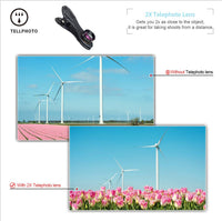 Kit d'objectifs APEXEL pour smartphone : objectif fisheye, grand angle, macro, filtre CPL, kaléidoscope, télescope 2x.