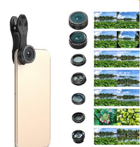 Kit d'objectifs APEXEL pour smartphone : objectif fisheye, grand angle, macro, filtre CPL, kaléidoscope, télescope 2x.