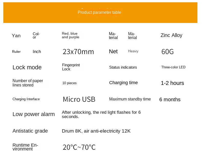 Cadenas rechargeable empreinte digitale pour sac, valise, casier, voyage