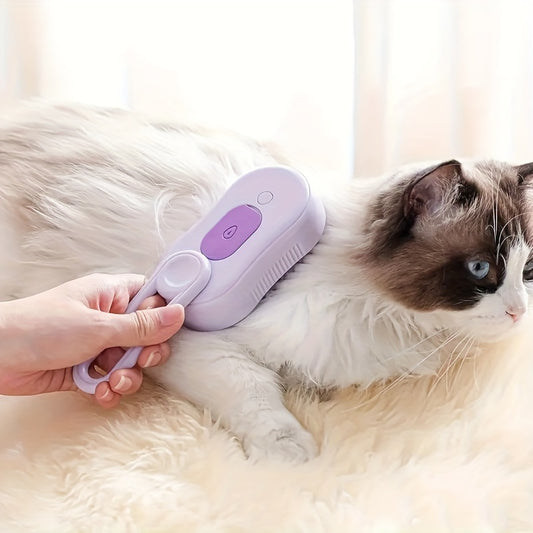 Brosse vapeur animaux 3-en-1 USB pliable poils longs courts