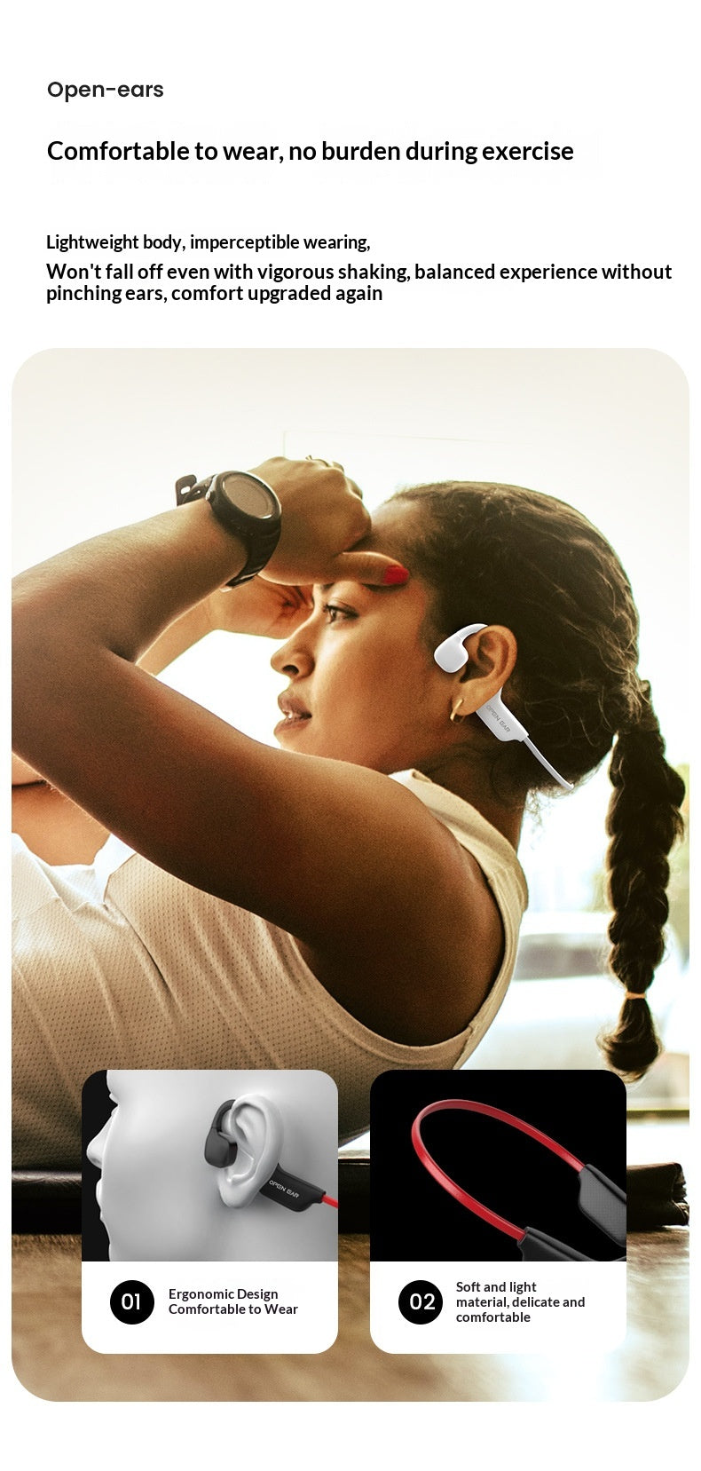 Casque Sport Rondo Bluetooth Conduction Osseuse Noise-Canceling Extérieur