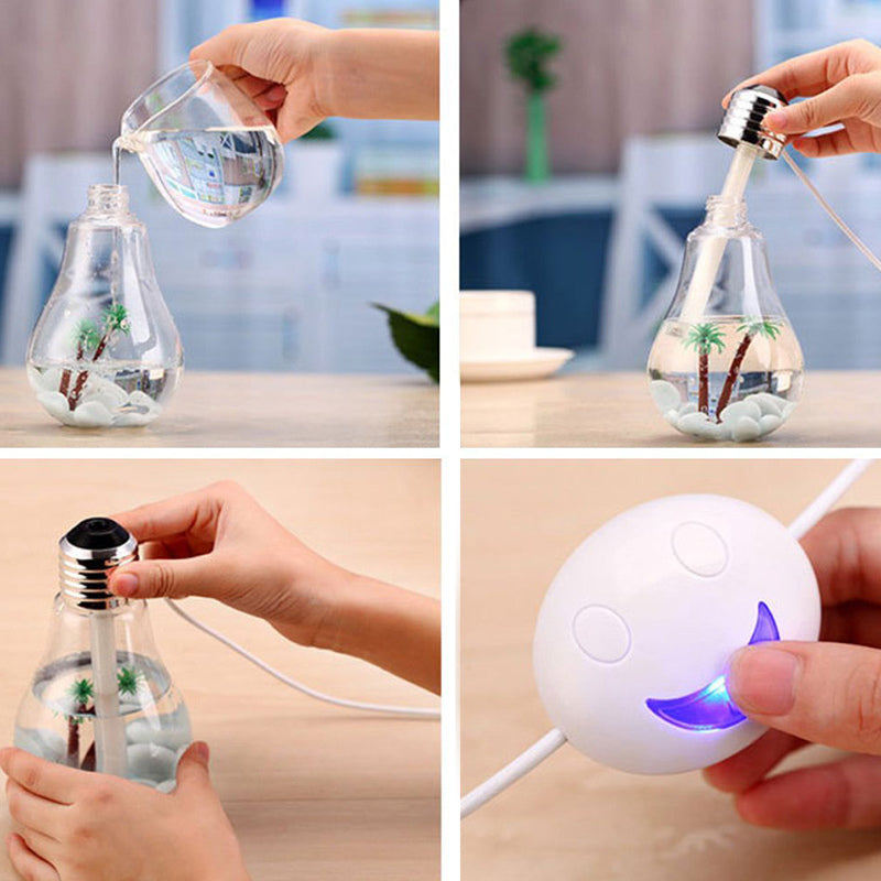 USB Humidificateur A Ultrasons Home Office Mini Aroma Diffuseur LED Nuit Lumiere aromatherapatherapie Mist Maker Creative Bouteille ampoule.
