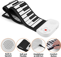 Piano Électronique Portable 49 Touches Enroulable pour Débutants