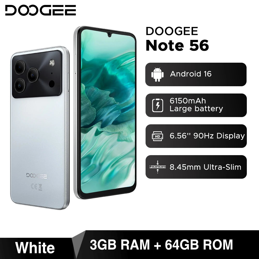 DOOGEE Note 56 Smartphone Android 6150mAh 6.56" 90Hz