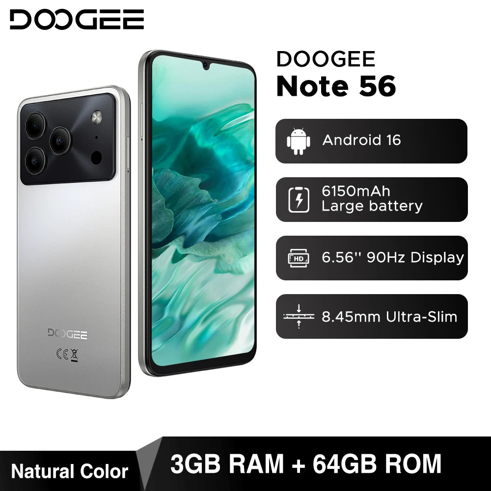 DOOGEE Note 56 Smartphone Android 6150mAh 6.56" 90Hz