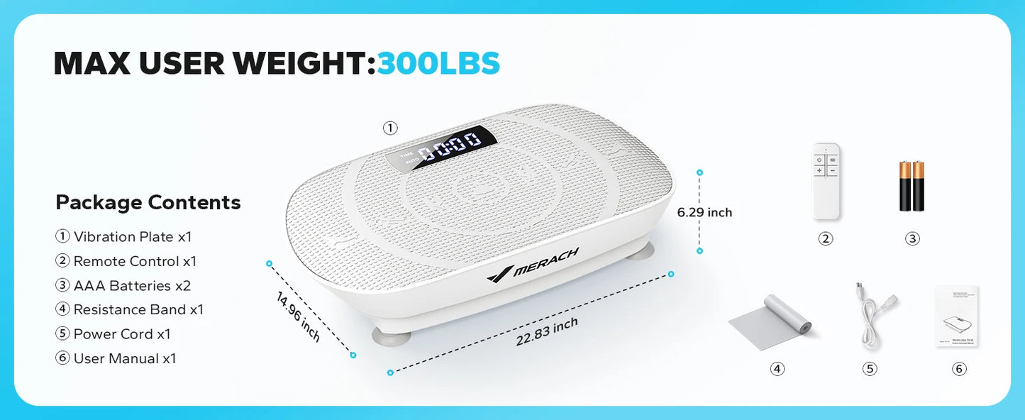 MERACH Plate-forme de vibration entraînée par le dispositif de plaque de vibration pour l'entra0înement du corps entier pour la combustion des graisses et la construction musculaire pour la perte de poids