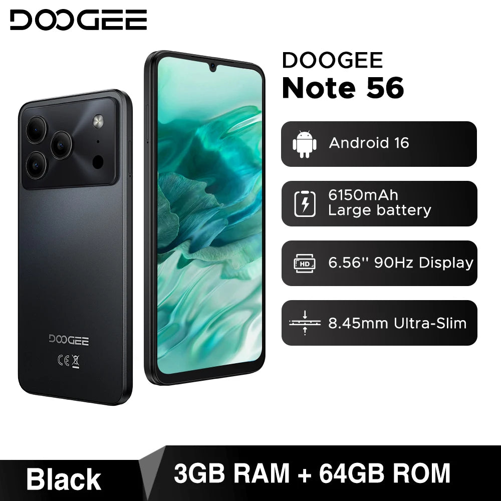 DOOGEE Note 56 Smartphone Android 6150mAh 6.56" 90Hz