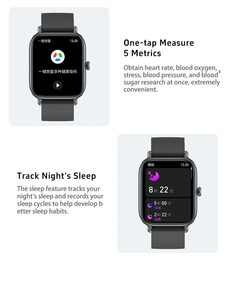 Montre connectée Bluetooth suivi activité santé sommeil