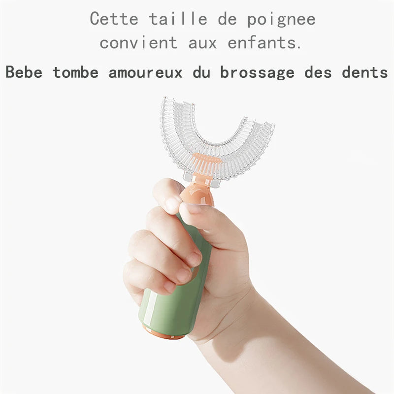 Brosse dents bébé silicone U 360° soins 1-12 ans