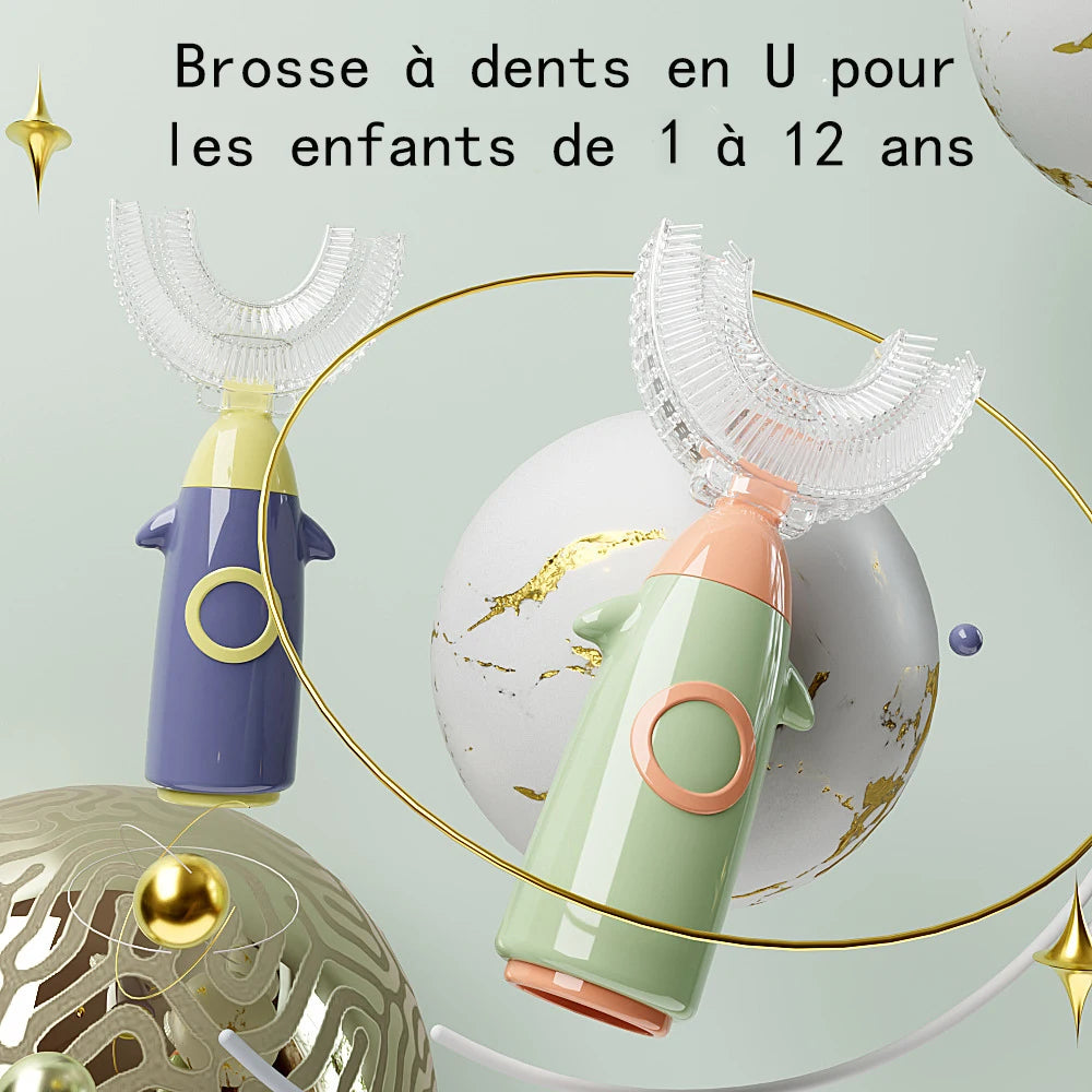 Brosse dents bébé silicone U 360° soins 1-12 ans