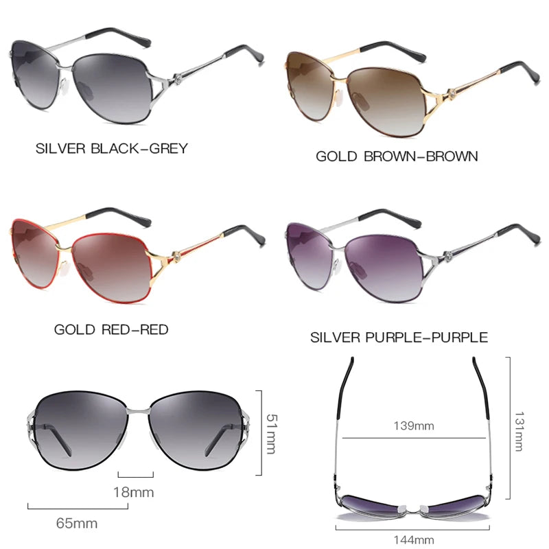 Lunettes de soleil polarisées HD, monture métallique, tendance de luxe, pour femmes, nouvelle collection