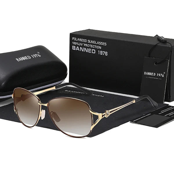 Lunettes de soleil polarisées HD, monture métallique, tendance de luxe, pour femmes, nouvelle collection