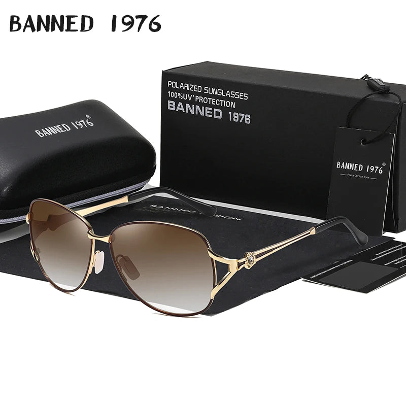 Lunettes de soleil polarisées HD, monture métallique, tendance de luxe, pour femmes, nouvelle collection