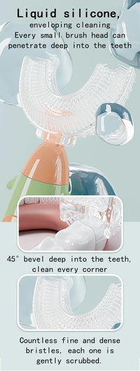 Brosse dents bébé silicone U 360° soins 1-12 ans