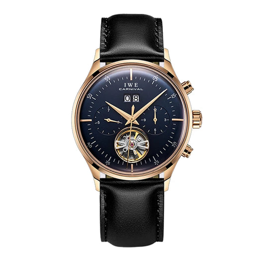 Montre homme automatique luxe cuir étanche mécanique