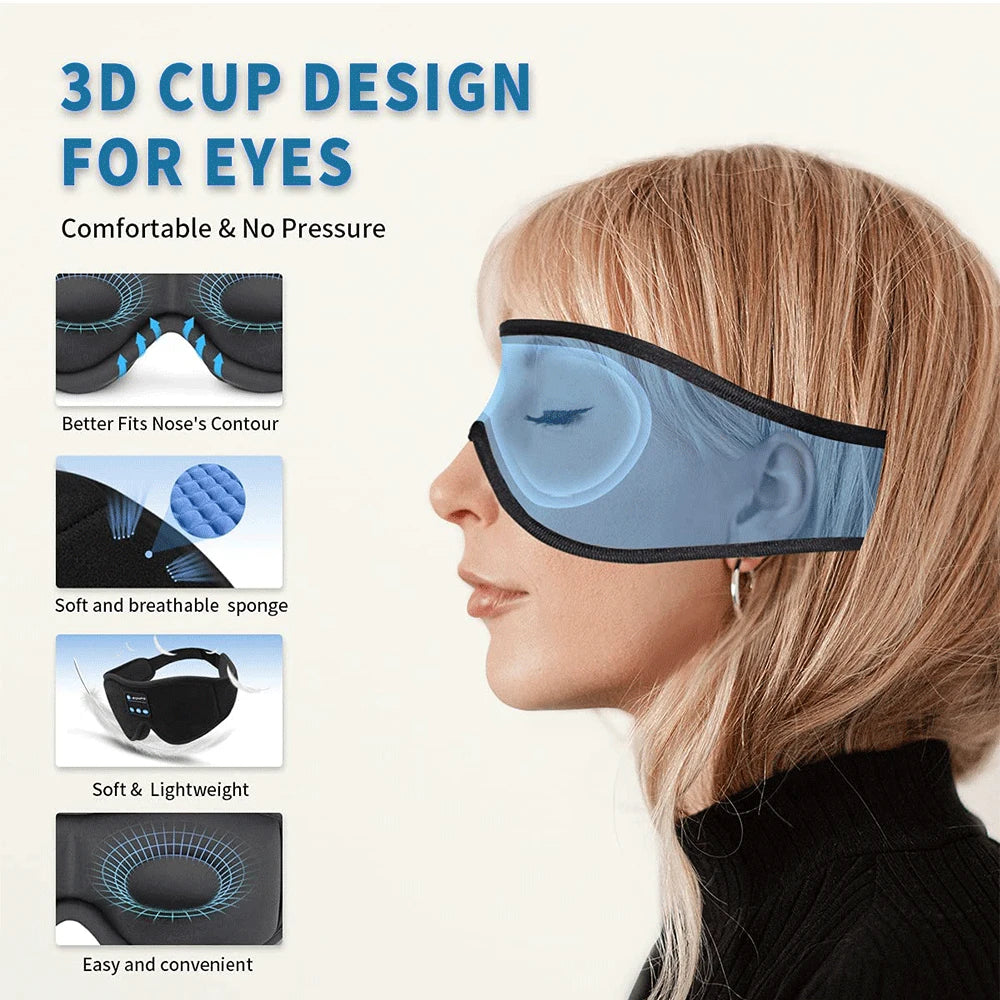 Masque sommeil 3D Bluetooth écouteurs musique casque HD intégré