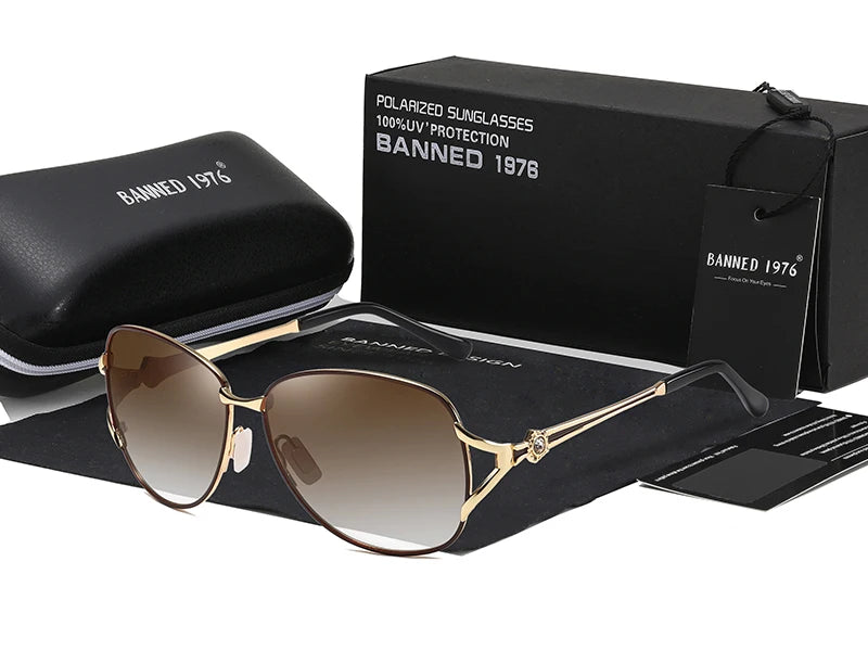 Lunettes de soleil polarisées HD, monture métallique, tendance de luxe, pour femmes, nouvelle collection