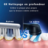 Brosse à dents électrique rechargeable étanche avec 8 têtes