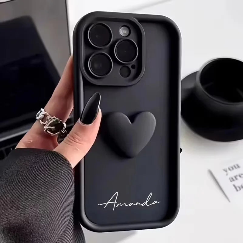 Coque anti-chute minimaliste lettres personnalisées iPhone 12-17 Pro