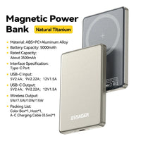 Batterie externe magnétique 5000mAh 20W MagSafe iPhone 17-14