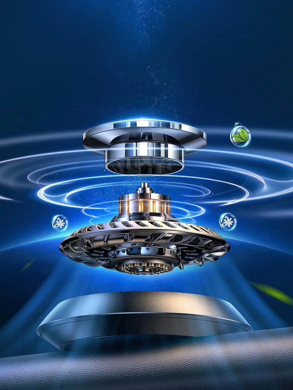 Diffuseur voiture solaire rotatif aromathérapie huile essentielle