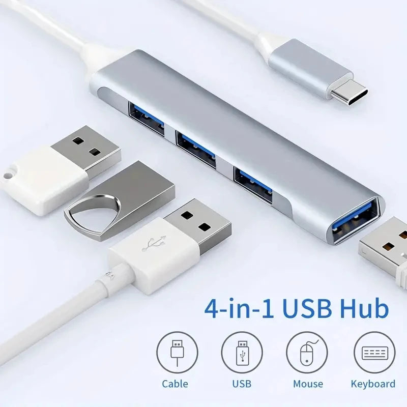Hub USB 4 Ports à Haute Vitesse pour Téléphone et Ordinateur
