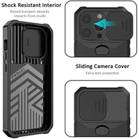 Case for iPhone 17, Pro and Pro Max. Rugged protection with sliding camera cover and clip-on card cover.