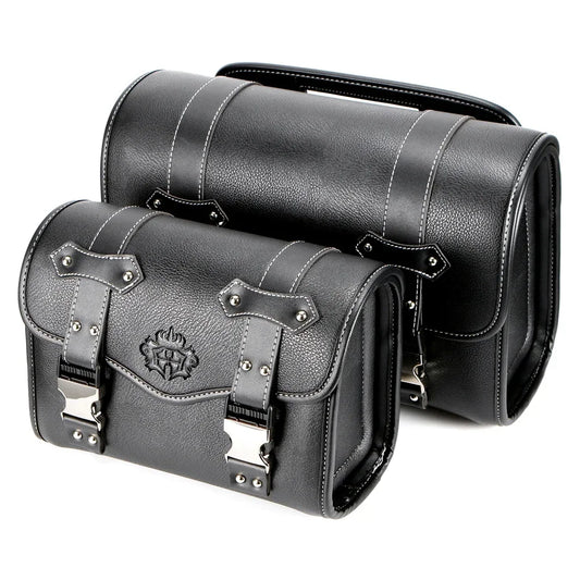 Sacoches de moto universelles, sac de fourche, pochette de bagage en cuir PU, sac à outils latéral