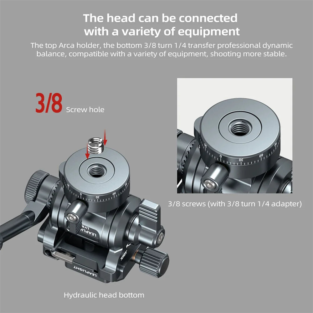 Tête Trépied LEAPLIGHT Aluminium Fluide Hydraulique Panoramique