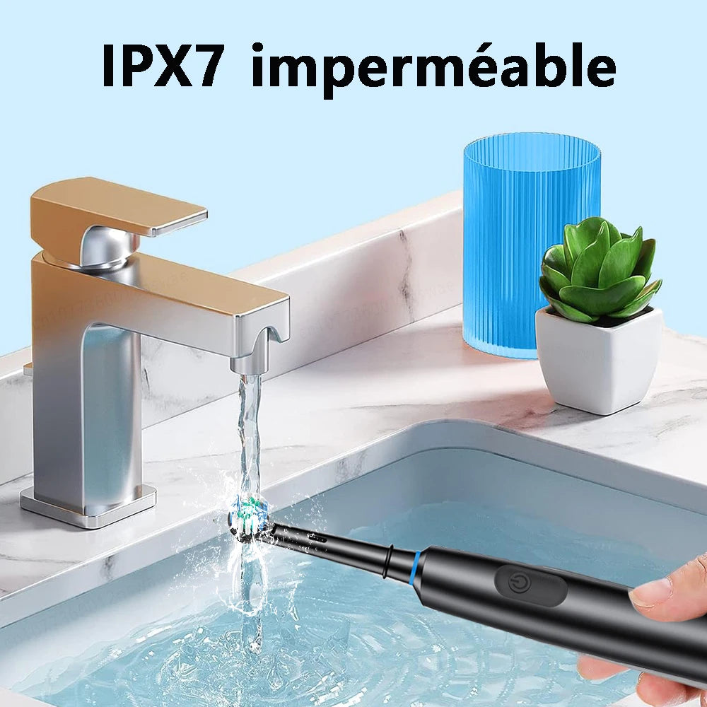 Brosse à dents électrique rechargeable étanche avec 8 têtes