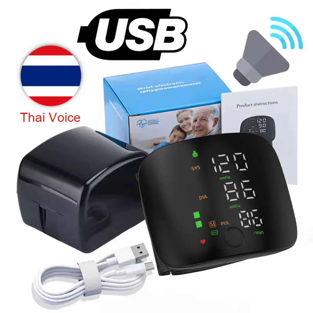 Tensiomètre poignet numérique LED rechargeable fréquence cardiaque tension artérielle