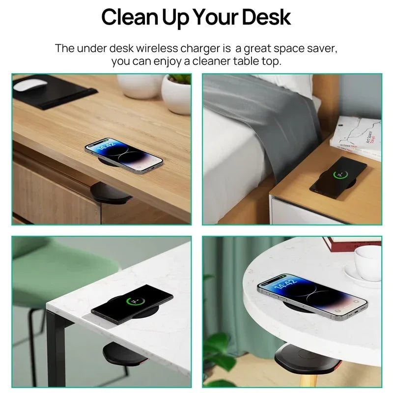 Chargeur sans fil rapide sous table pour iPhone Samsung