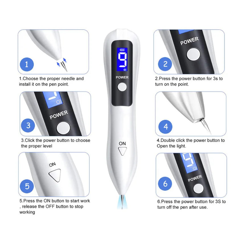 Stylo laser plasma 9 niveaux, élimination verrues et étiquettes
