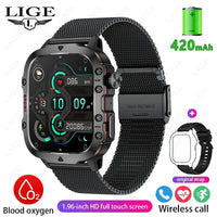 Montre intelligente militaire étanche IP68 appels Bluetooth Android iOS écran 2.01