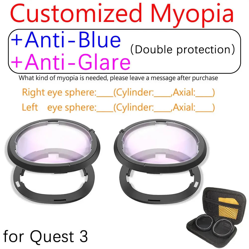 Lentilles VR Quest 3 monture magnétique myopie anti-bleu