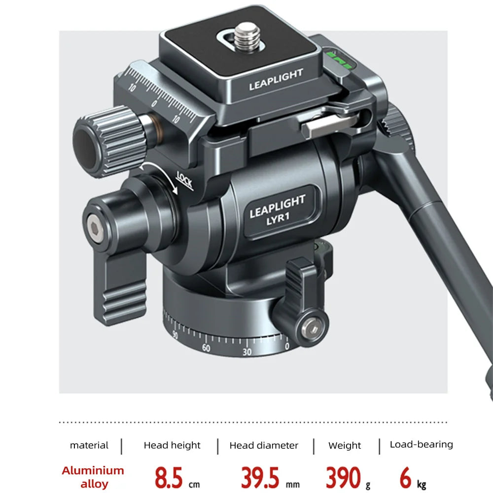 Tête Trépied LEAPLIGHT Aluminium Fluide Hydraulique Panoramique