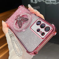 Étui S25 Ultra Samsung S20-S25 antichoc chaîne papillon