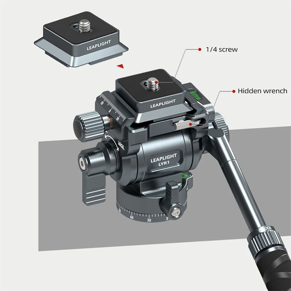 Tête Trépied LEAPLIGHT Aluminium Fluide Hydraulique Panoramique