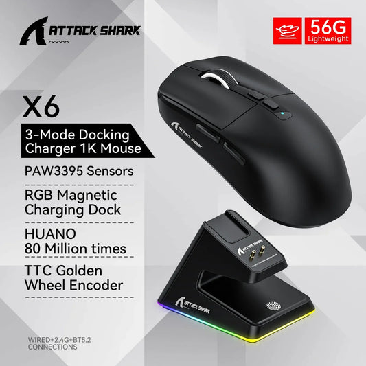 Souris gaming sans fil X6 Bluetooth 2.4G haute précision
