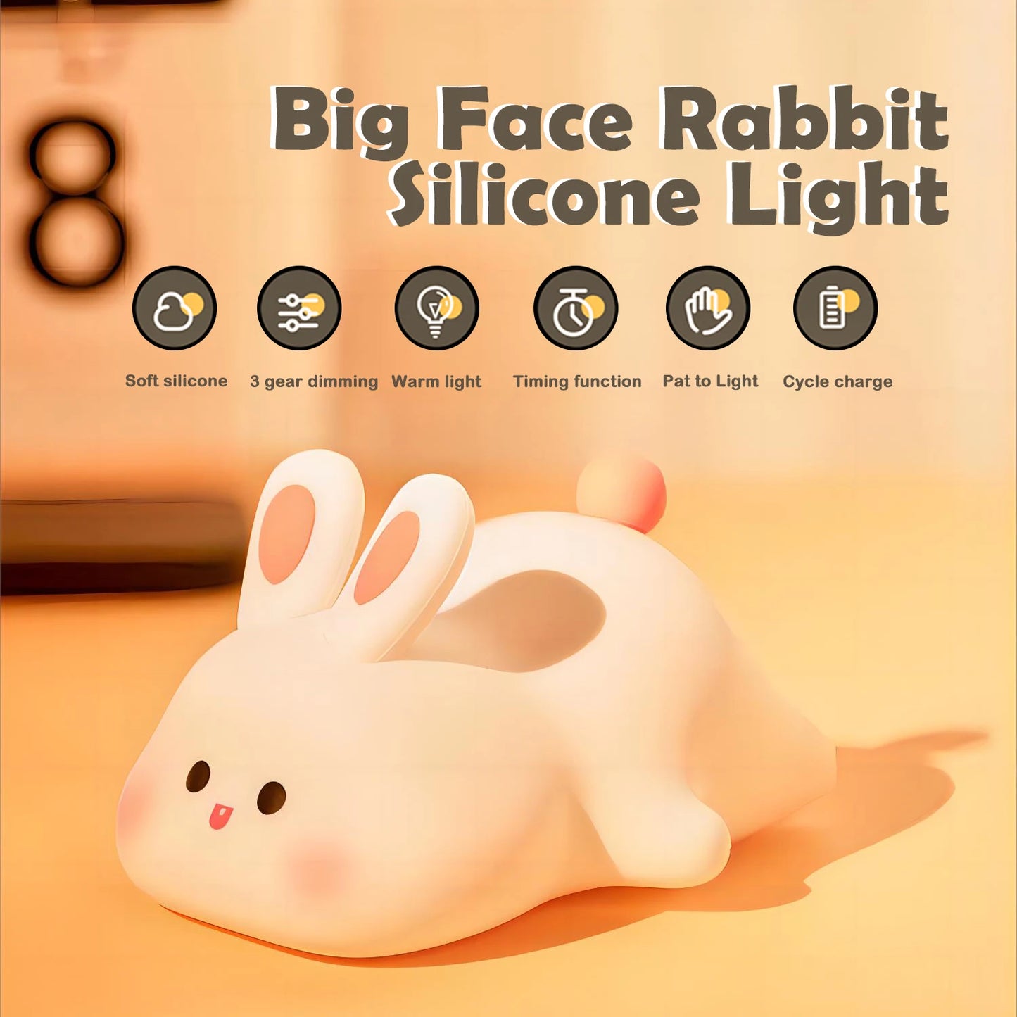 Veilleuse silicone squishy renard lapin rechargeable tactile