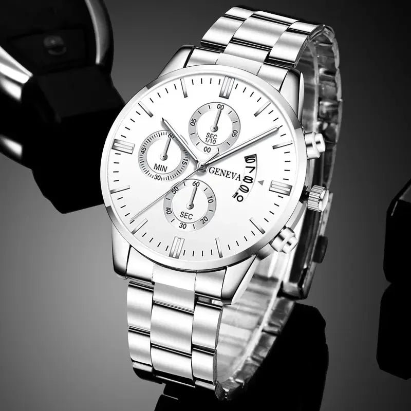 Montre homme 40mm quartz acier inoxydable sport