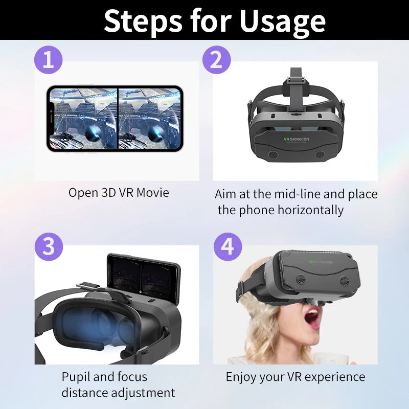 Casque VR lunettes réalité virtuelle 3D smartphone jeu