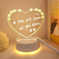 Veilleuse LED cœur tableau affichage USB lumière chaude chambre