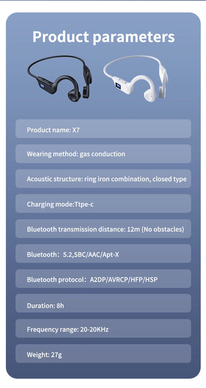 Casque Bluetooth Sport Étanche Conduction Osseuse avec Micro