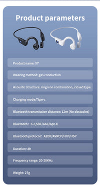 Casque Bluetooth Sport Étanche Conduction Osseuse avec Micro