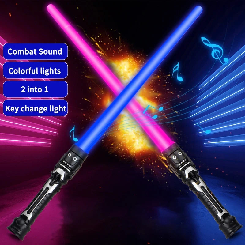 Sabre laser 2-en-1 télescopique 7 couleurs avec son