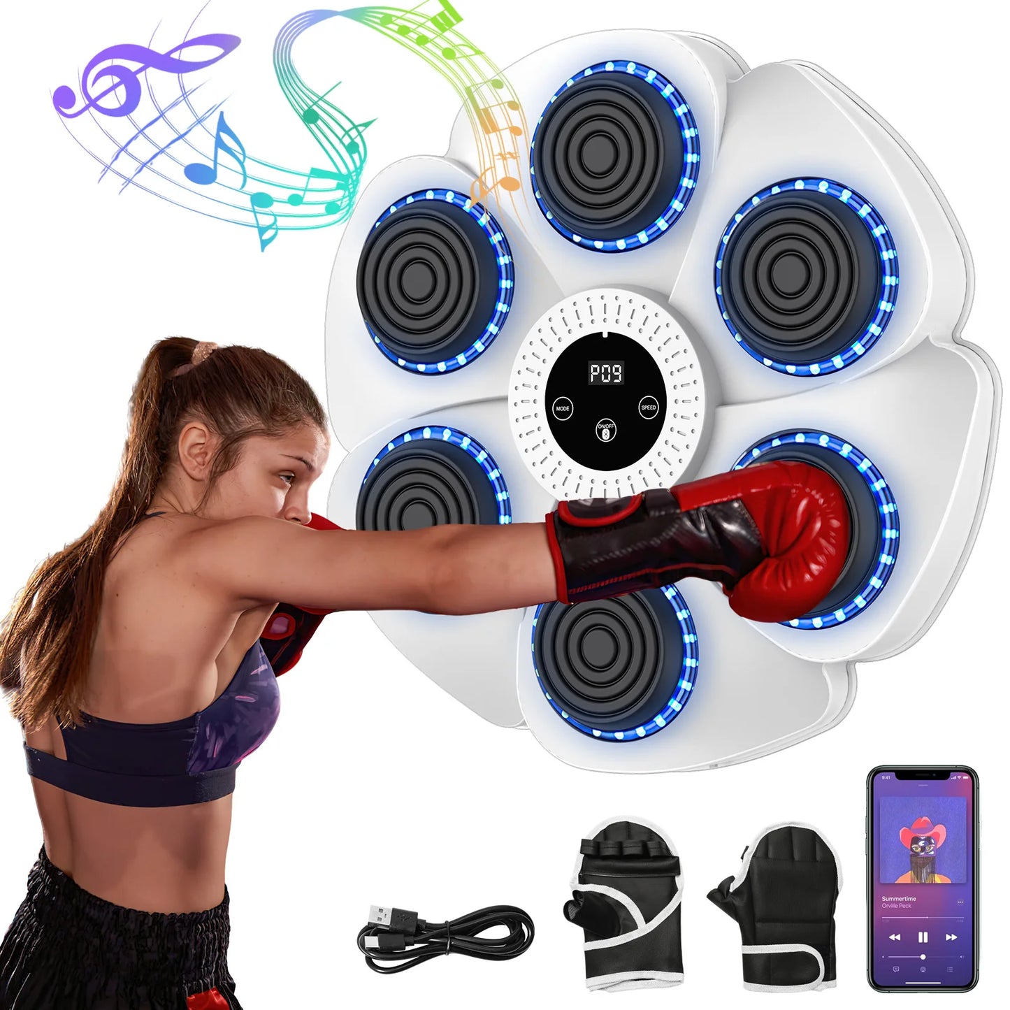 Machine boxe intelligente LED 6 cibles musique pour tous