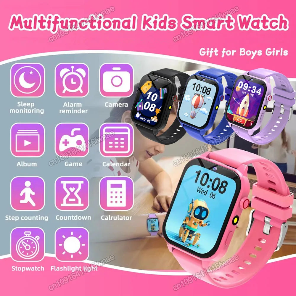 Montre connectée enfant HD Caméra 18 jeux Sommeil Réveil Calculatrice
