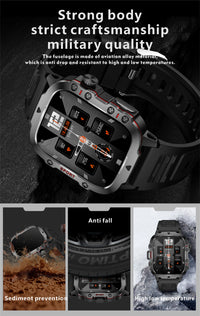 Montre intelligente militaire étanche IP68 appels Bluetooth Android iOS écran 2.01